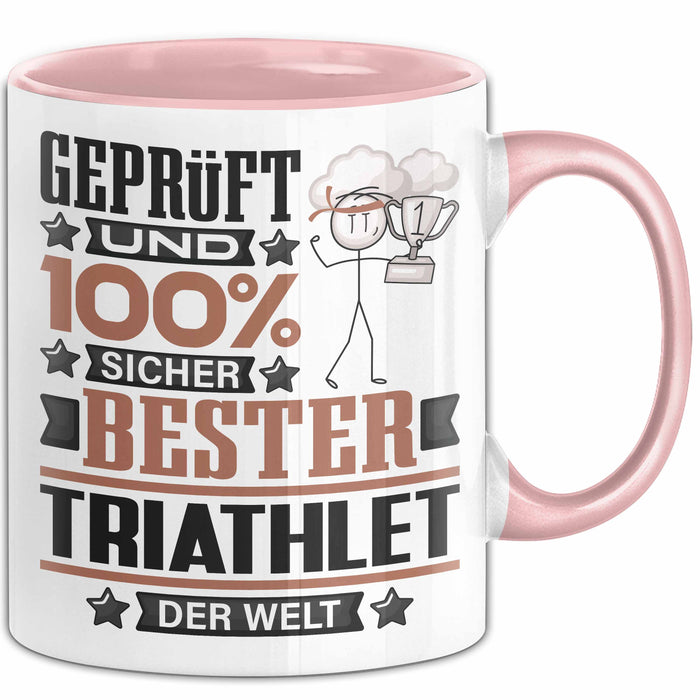 Triathlet Geschenk Lustiger Spruch für Triathlet Geschenkidee Bester Triathlet Der Welt Rosa Trendation