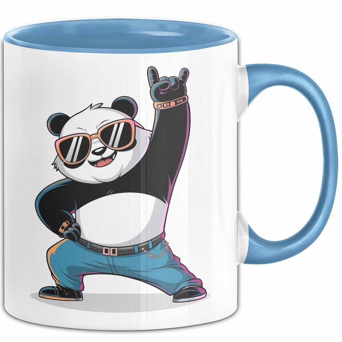 Panda Musiker Tasse Geschenk Lustige Geschenkidee Spruch Blau Trendation