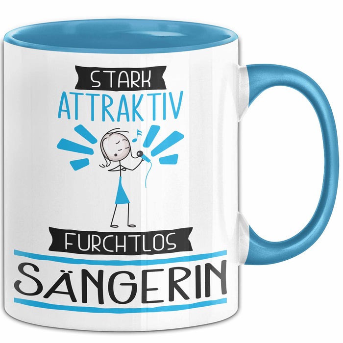 Sängerin Tasse Geschenk Becher Stark Attraktiv Furchtlos Sängerin Lustige Geschenkidee Blau Trendation