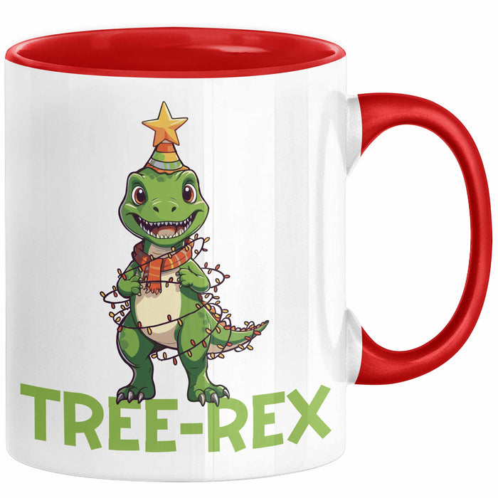 Tree-Rex Dinosaurier Tasse Weihnachten Geschenk Jungs Jungen Weihnachtsbaum T-Rex Rot Trendation