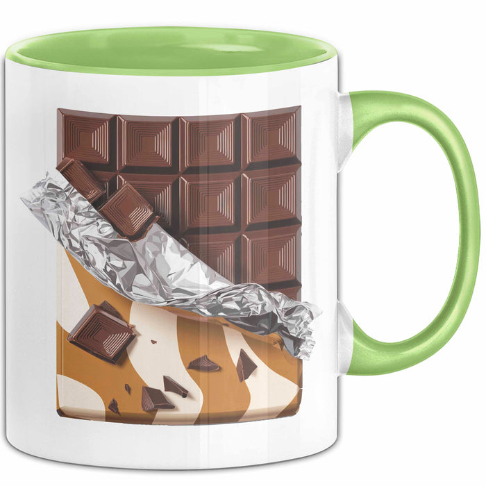 Schokoladenliebhaber Tasse Geschenkidee für Naschkatzen Grün Trendation