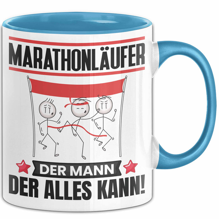Marathonläufer Tasse Geschenk für Marathonläufer Der Mann Der Alles Kann Geschenkidee zum Geburtstag Blau Trendation