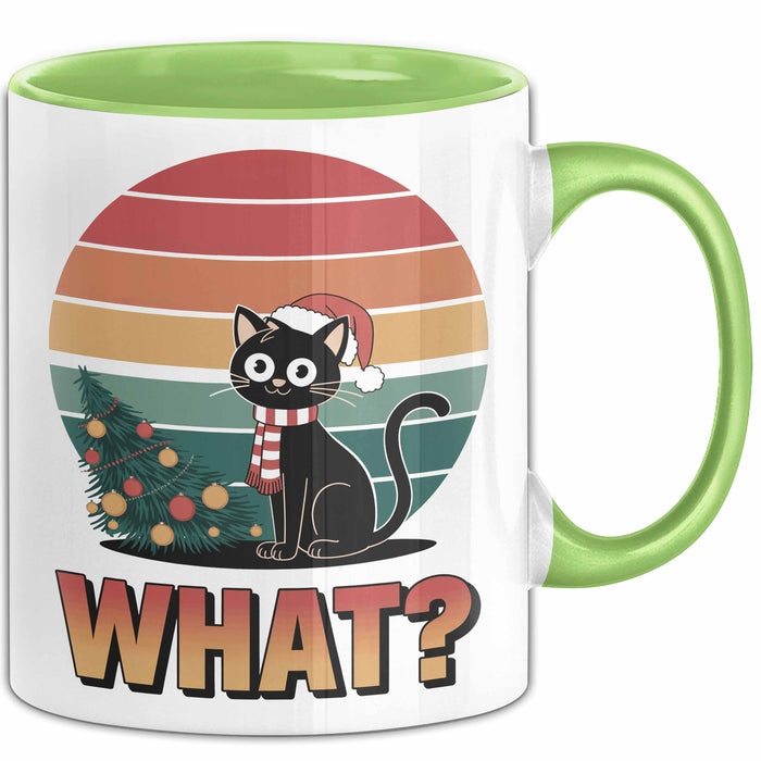 Schwarze Katze Weihnachtsfeier Tasse Geschenk Lustige Geschenkidee Spruch Was Grün Trendation