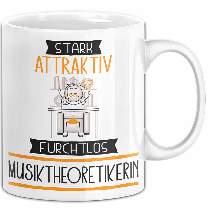 Musiktheoretikerin Tasse Geschenk Becher Stark Attraktiv Furchtlos Musiktheoretikerin Lustige Geschenkidee Weiß Trendation