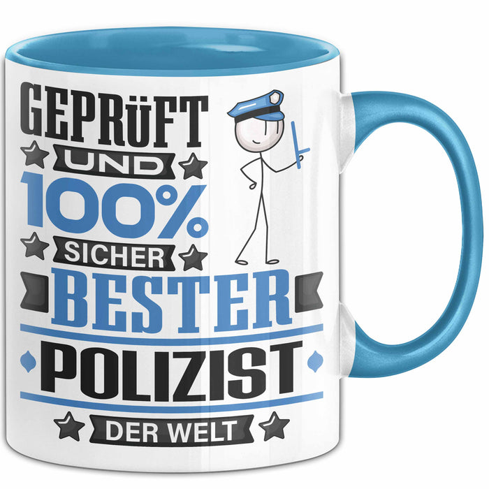 Polizist Geschenk Lustiger Spruch für Polizist Geschenkidee Bester Polizist Der Welt Blau Trendation