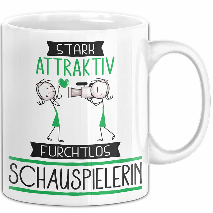 Schauspielerin Tasse Geschenk Becher Stark Attraktiv Furchtlos Schauspielerin Lustige Geschenkidee Weiß Trendation