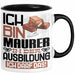 Maurer Ausbildung Tasse Geschenk Ich Bin Maurer In Der Ausbildung Ich Darf Das Geschenkidee Spruch Schwarz Trendation