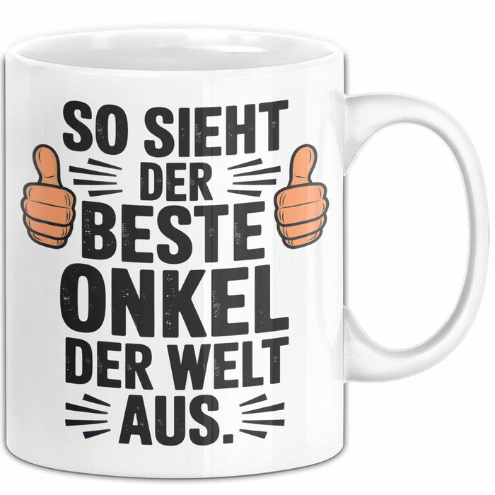 Onkel Sarkastisch Sarkasmus Tasse Geschenk Lustige Geschenkidee Spruch So Sieht Der Beste Onkel Der Welt Aus Weiß Trendation