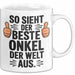 Onkel Sarkastisch Sarkasmus Tasse Geschenk Lustige Geschenkidee Spruch So Sieht Der Beste Onkel Der Welt Aus Weiß Trendation