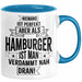 Hamburg Tasse Fan Hamburger Geschenkidee Spruch Niemand Ist Perfekt Aber Als Hamburger Ist Man Verdammt Nah Dran Kaffee-Becher Blau Trendation