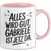 Gabriele Tasse Geschenk Alles Ist Gut Gabriele Ist Jetz Da Geschenkidee Becher mit Name Rosa Trendation