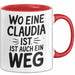 Claudia Tasse Geschenk Wo Eine Claudia Ist Ist Auch Ein Weg Geschenkidee Becher mit Name Rot Trendation