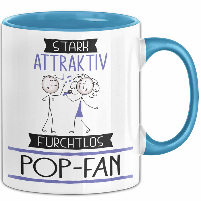 Pop-Fan Tasse Geschenk Becher Stark Attraktiv Furchtlos Pop-Fan Lustige Geschenkidee Blau Trendation