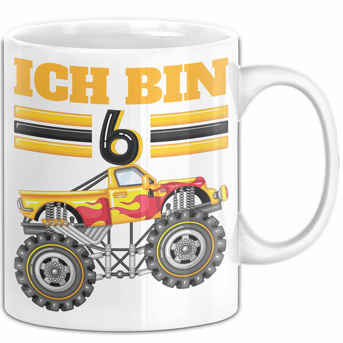 6. Geburtstag Geschenk Tasse Becher Jungs Trucks Geburtstagsgeschenk Ich Bin 6 Weiß Trendation