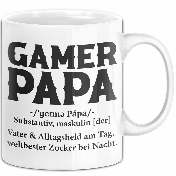 Spieler Papa Tasse Geschenk Lustige Geschenkidee Spruch Gamer Papa Weiß Trendation