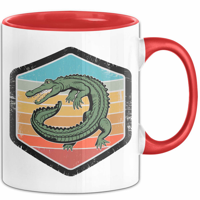 Krokodil Tier Tasse Geschenk Lustige Geschenkidee Spruch Rot Trendation