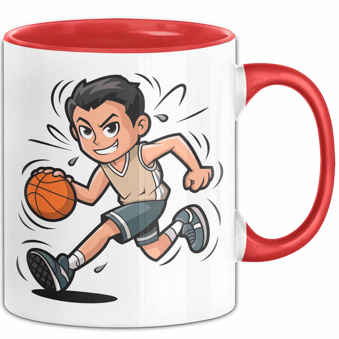 Basketballspieler Tasse Geschenkidee für Basketball Fans Rot Trendation