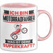 Motorradfahrer Tasse Geschenk für Motorradfahrer Geburtstag Lustiger Spruch Kaffee-Becher Was Ist Deine Superkraft Rosa Trendation