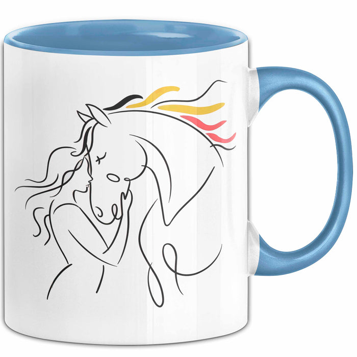 Pferde Tierliebhaber Tasse Geschenk Lustige Geschenkidee Spruch Blau Trendation