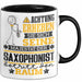 Saxophonist Geschenk Tasse Lustiger Spruch Erheben Sie Sich Der Saxophonist Betritt den Raum Schwarz Trendation