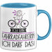 Geschenk für Fahrradfahrerin Tasse Lustige Geschenkidee Geburtstag Ich Bin Fahrradfahrerin Ich Darf Das Blau Trendation