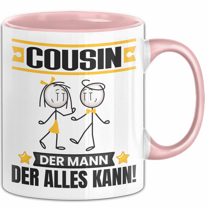 Cousin Tasse Geschenk für Cousin Der Mann Der Alles Kann Geschenkidee zum Geburtstag Rosa Trendation
