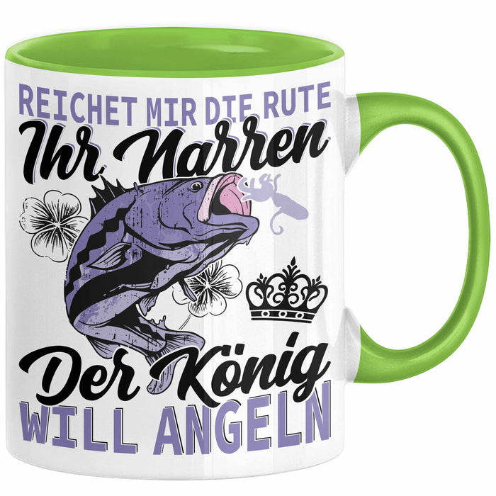 Angler Geschenk Tasse Spruch Männer Angeln Geschenkidee Kaffee-Becher Fischer Angeln Grün Trendation