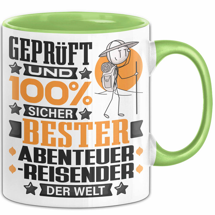 Abenteurreisender Geschenk Lustiger Spruch für Abenteurreisender Geschenkidee Bester Abenteurreisender Der Welt Grün Trendation
