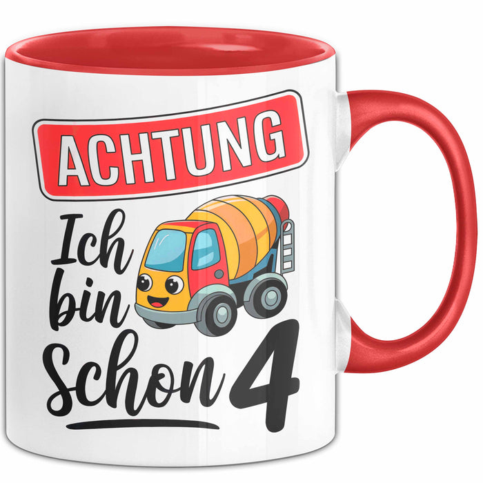 4. Geburtstag Tasse Geschenk Ich bin schon 4 Geschenkidee Geschenkidee Lustig Rot Trendation