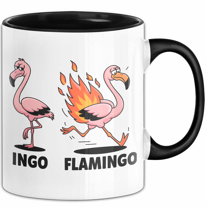 Flamingo In Flammen Tasse Geschenk Lustige Geschenkidee Spruch Schwarz Trendation