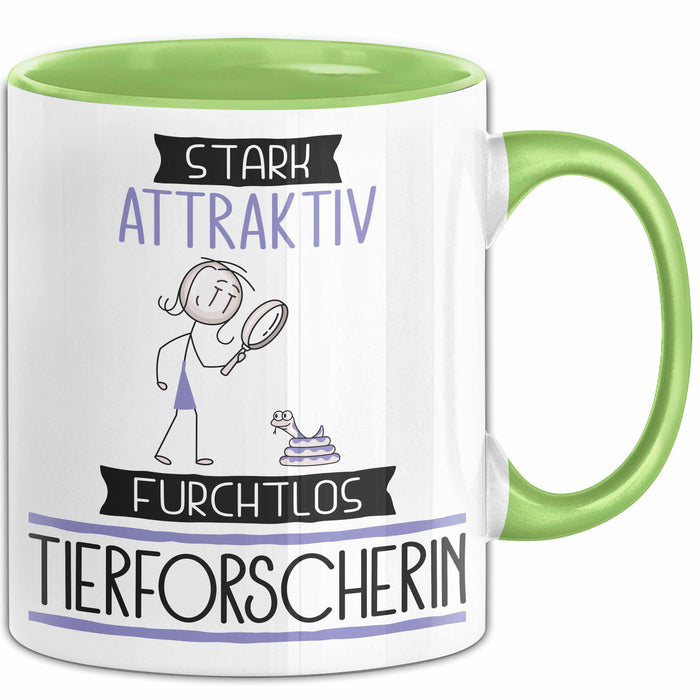 Tierforscherin Tasse Geschenk Becher Stark Attraktiv Furchtlos Tierforscherin Lustige Geschenkidee Grün Trendation