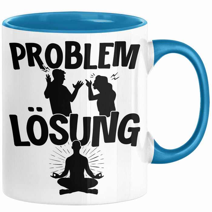 Yoga Tasse Geschenk für Yogalehrer Männer Geschenkidee Problem und Lösung Yoga Blau Trendation