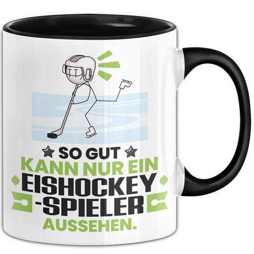 Eishockeyspieler Geschenk Tasse So Gut Kann Nur Ein Eishockeyspieler Aussehen Geschenkidee Kaffee-Becher Schwarz Trendation