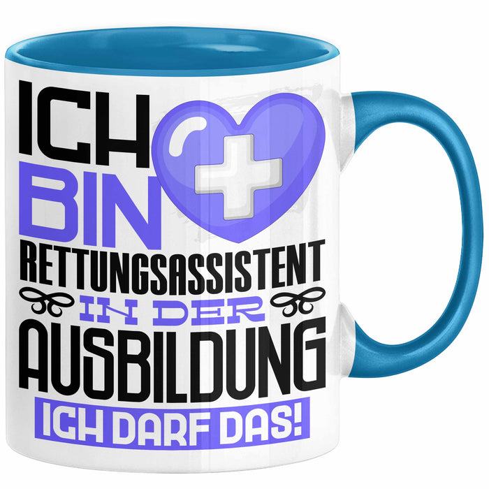Rettungsassistent Ausbildung Tasse Geschenk Ich Bin Rettungsassistent In Der Ausbildung Ich Darf Das Geschenkidee Spruch Blau Trendation