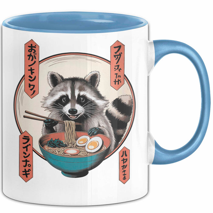 Waschbär Tierliebhaber Ramen Tasse Geschenk Lustige Geschenkidee Spruch Blau Trendation