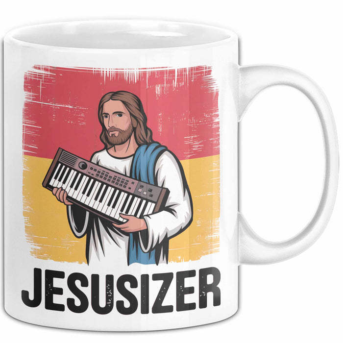 Jesus Keyboardspieler Tasse Geschenk Jesusizer Christlicher Geschenkidee Lustig Weiß Trendation