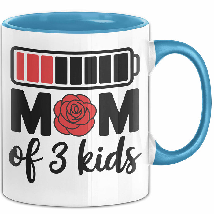 Mama Tasse Geschenk Mom Of 3 Kids Geschenkidee Mama Drei Kinder Muttertag Blau Trendation
