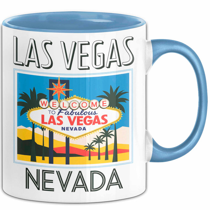Las Vegas Nevada USA Tasse Geschenk Lustige Geschenkidee Spruch Blau Trendation