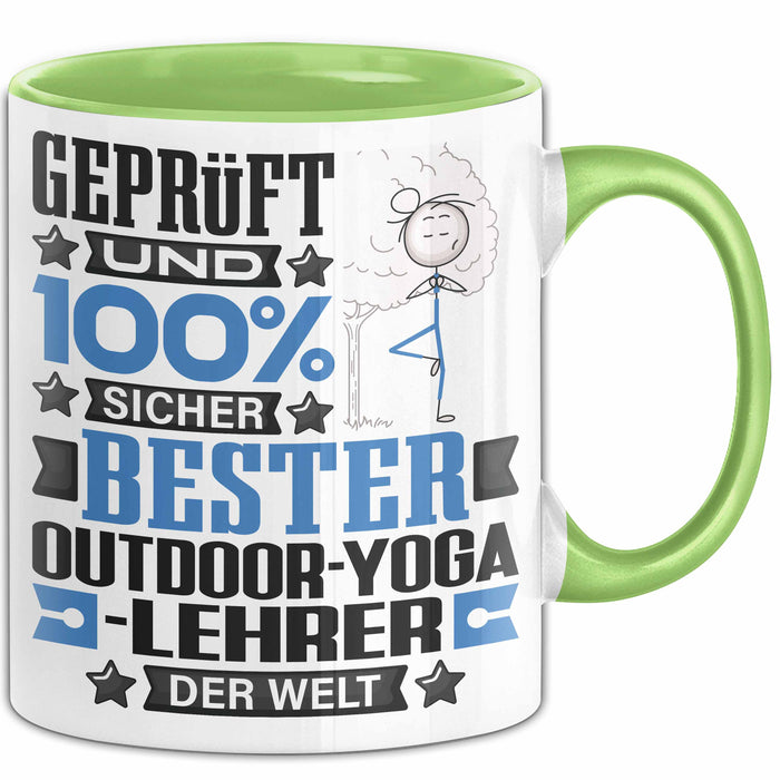 Outdoor-Yoga-Lehrer Geschenk Lustiger Spruch für Outdoor-Yoga-Lehrer Geschenkidee Bester Outdoor-Yoga-Lehrer Der Welt Grün Trendation
