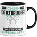 Stiefbruder Tasse Geschenk für Stiefbruder Geburtstag Lustiger Spruch Kaffee-Becher Was Ist Deine Superkraft Schwarz Trendation