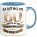 60. Geburtstag Tasse Geschenk Lustige Geschenkidee Spruch Als Gott Mich Vor 60 Jahren Schuf Blau Trendation