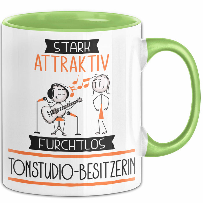 Tonstudio-Besitzerin Tasse Geschenk Becher Stark Attraktiv Furchtlos Tonstudio-Besitzerin Lustige Geschenkidee Grün Trendation