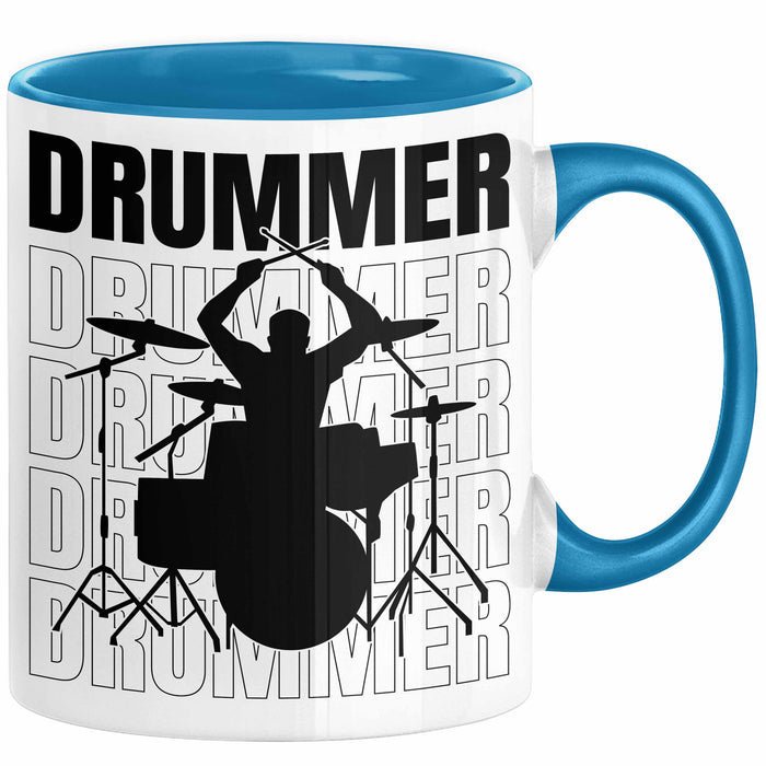 Drummer Schlagzeug-Spieler Geschenk Tasse Geschenkidee Kaffee-Becher Schlagzeuger Blau Trendation
