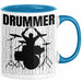 Drummer Schlagzeug-Spieler Geschenk Tasse Geschenkidee Kaffee-Becher Schlagzeuger Blau Trendation