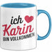 Karin Tasse Geschenk Ich Bin Vollkommen Karin Geschenkidee Geburtstag Blau Trendation