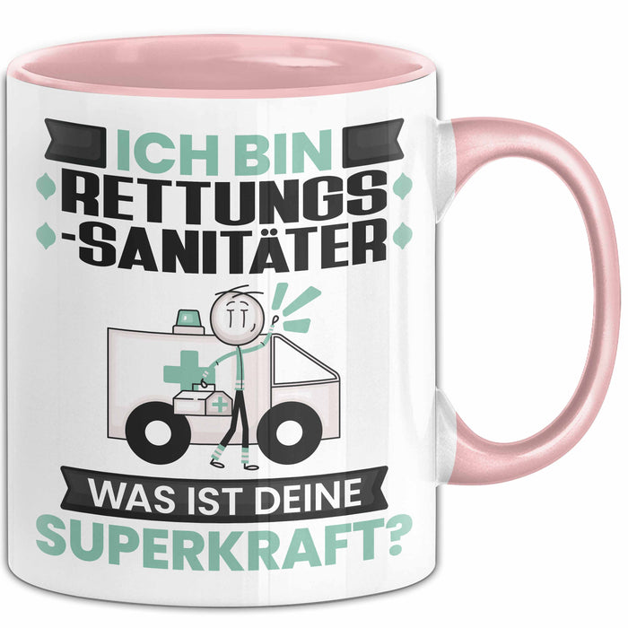 Rettungssanitäter Tasse Geschenk für Rettungssanitäter Geburtstag Lustiger Spruch Kaffee-Becher Was Ist Deine Superkraft Rosa Trendation