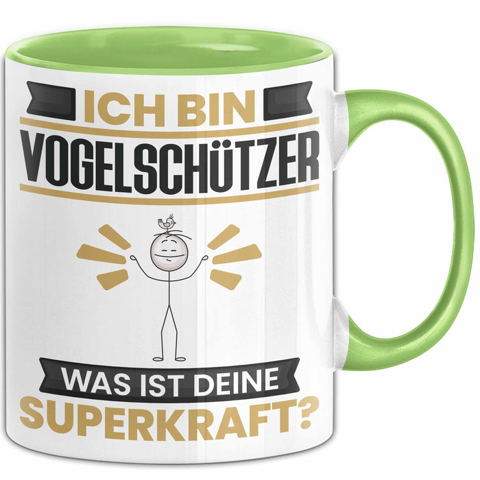 Vogelschützer Tasse Geschenk für Vogelschützer Geburtstag Lustiger Spruch Kaffee-Becher Was Ist Deine Superkraft Grün Trendation