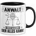 Anwalt Tasse Geschenk für Anwalt Der Mann Der Alles Kann Geschenkidee zum Geburtstag Schwarz Trendation