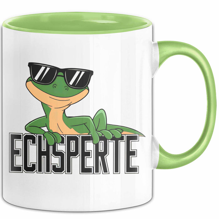 Reptil Leopardgecko Echse Tasse Geschenk Lustige Geschenkidee Spruch Echsperte Grün Trendation