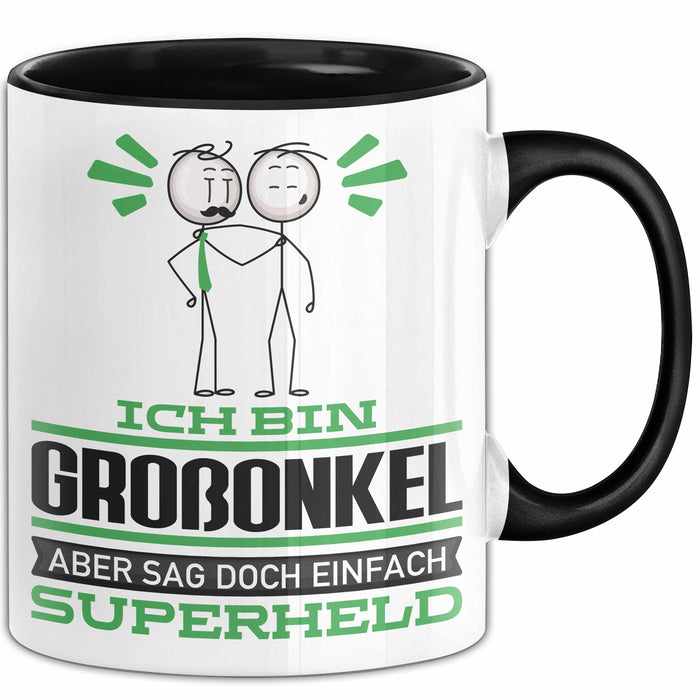 Großonkel Geschenk Tasse Ich Bin Großonkel Aber Sag Doch Einfach Superheld Lustige Geschenkdiee für Großonkel Kaffee-Becher Schwarz Trendation